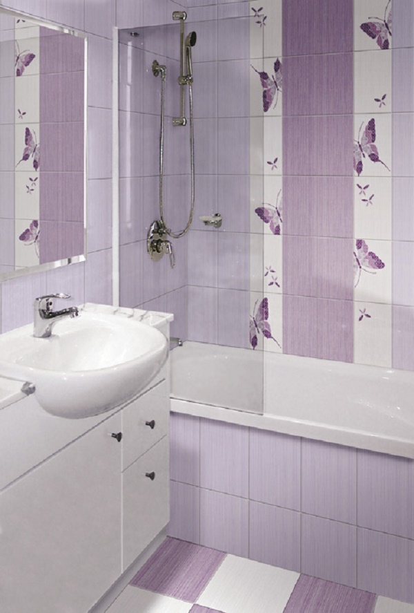 Сиреневая ванная комната 30 фото дизайна фиолетовой плитки